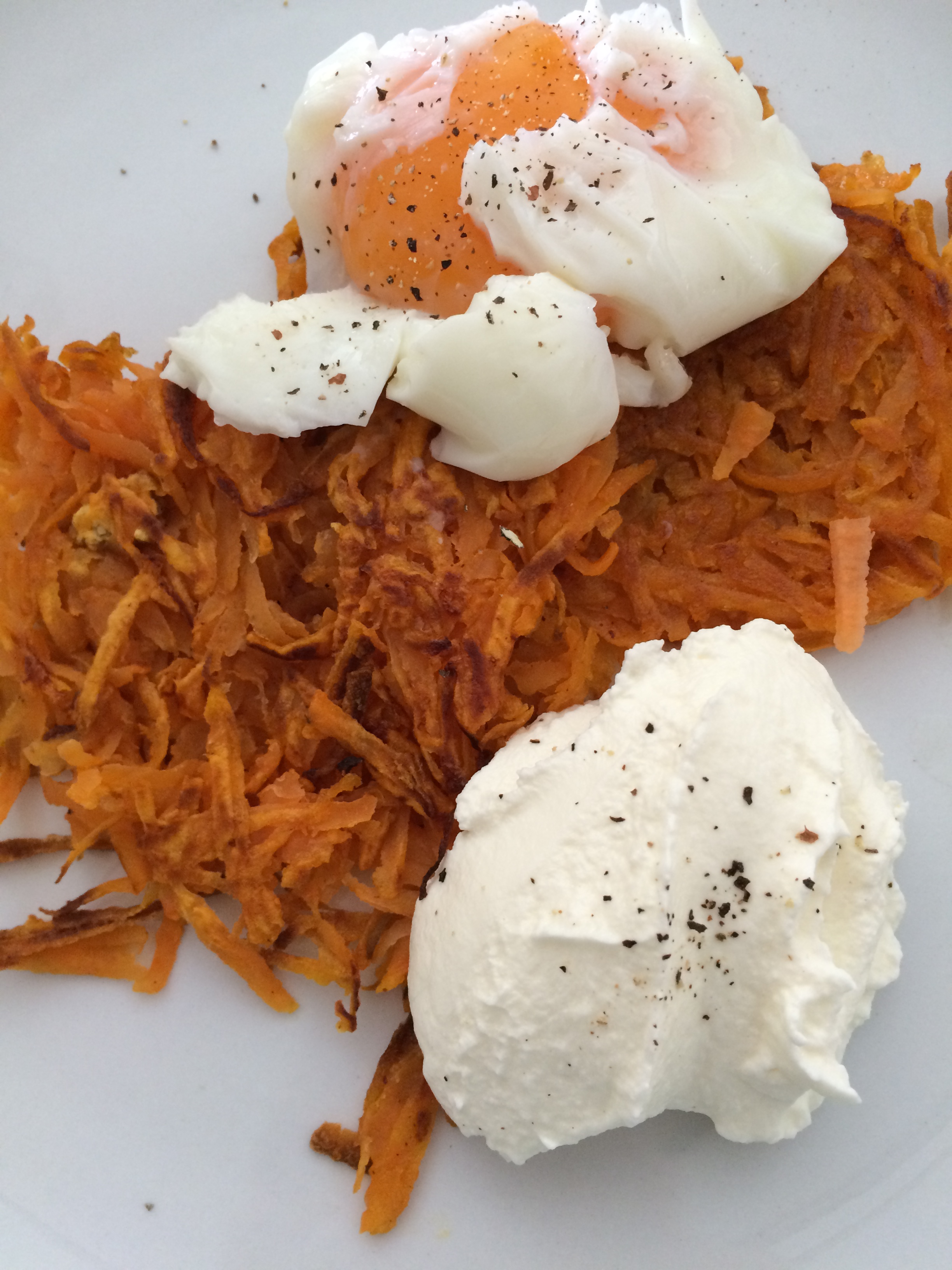 Sweet Potato Hash Browns with Cheats Poached Eggs